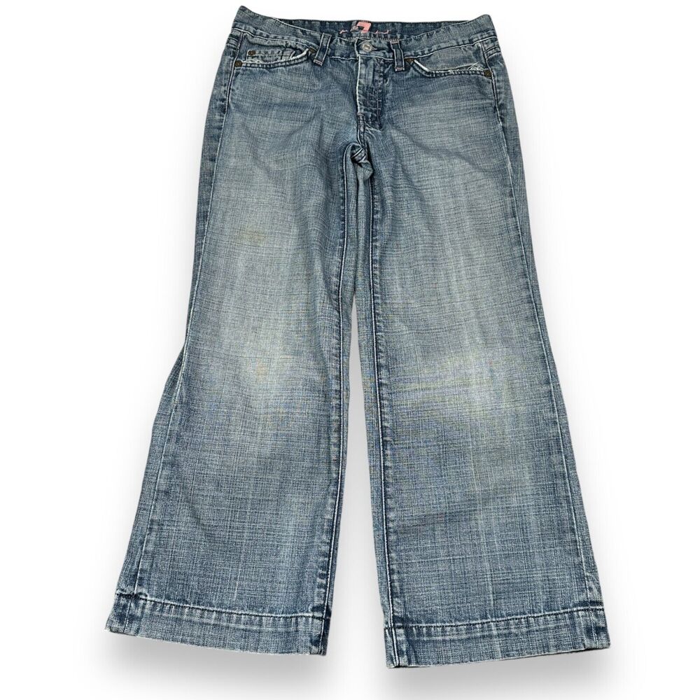 7 For All Mankind Dojo Jeans Women 27 Blue Denim Medium Wash 5 Pockets Flare Leg